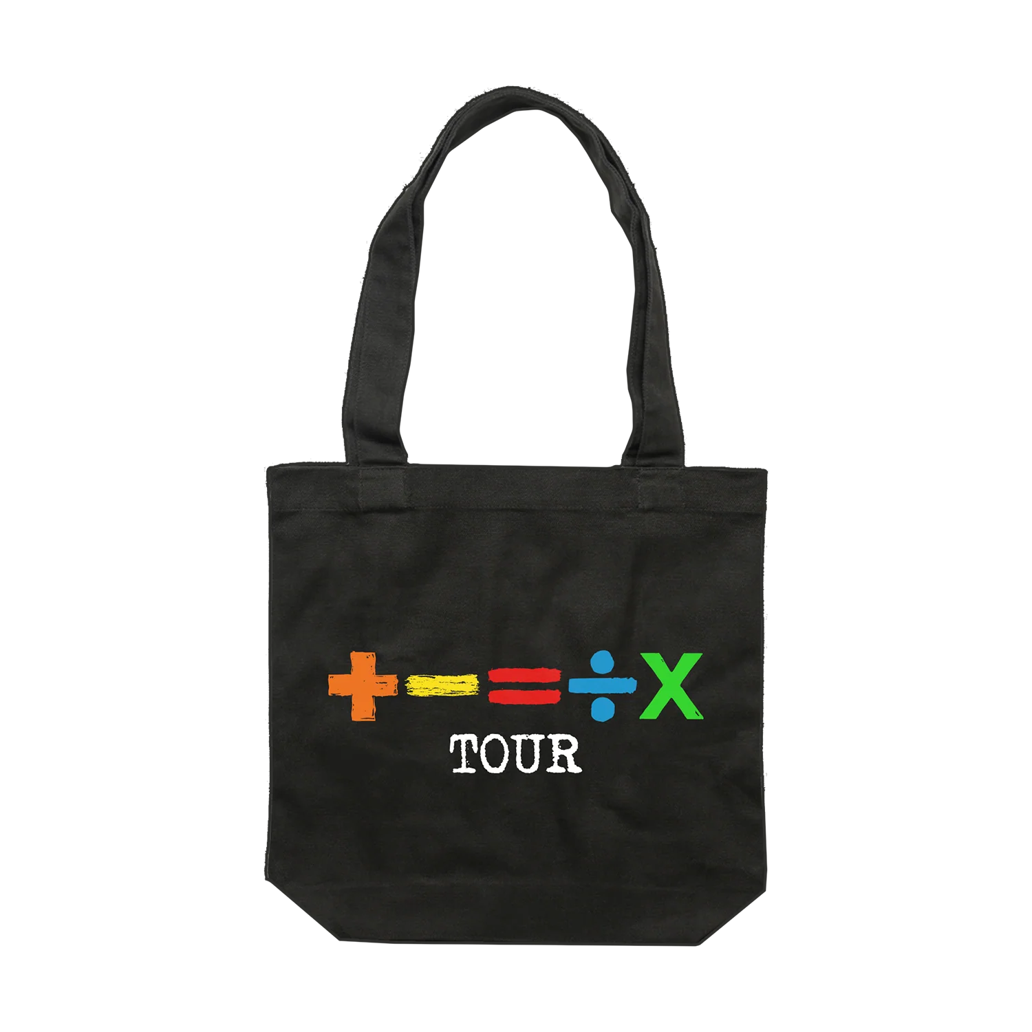 "Mathematics Tour black cotton canvas tote bag with graphic print"