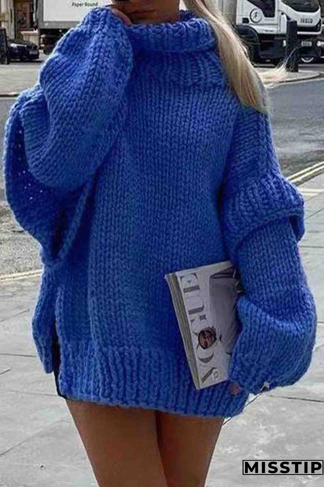 Solid Long Sleeve Cowl Neck Sweater