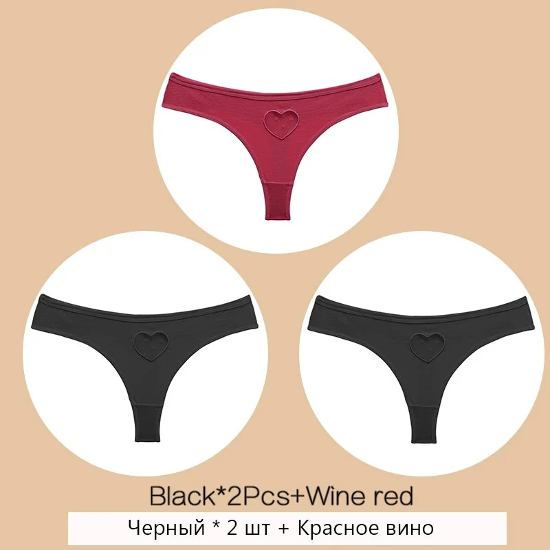 FINETOO Cotton Thongs Women Hollow Out Heart G-string Panties S-XL Ladies T-back Underpants Sexy Thong Panties Female Lingerie