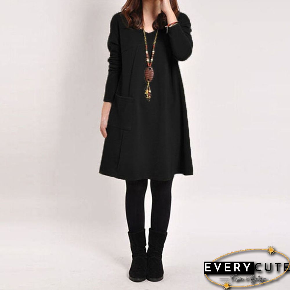 New Fashions Womens Loose Long Sleeve Top Blouse T-Shirt Tunic Mini Maxi Dress Kaftan