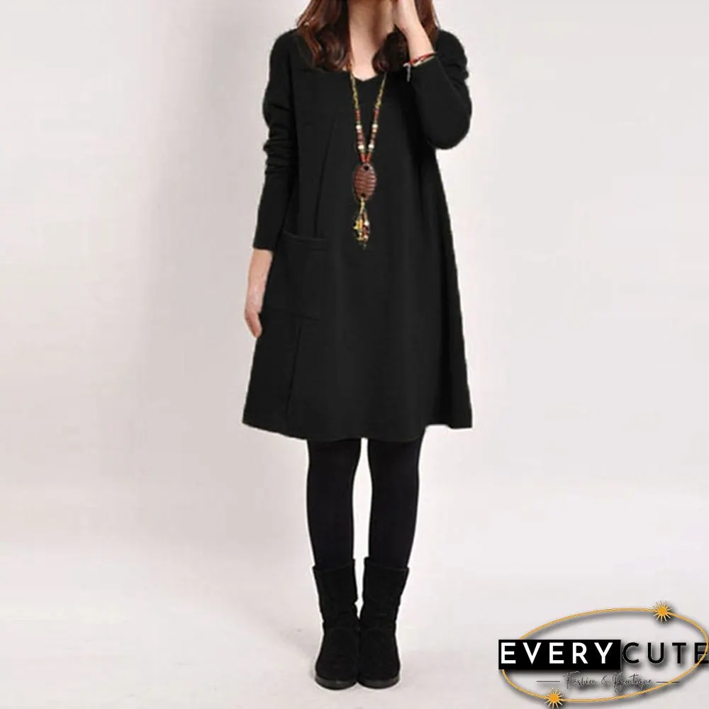 New Fashions Womens Loose Long Sleeve Top Blouse T-Shirt Tunic Mini Maxi Dress Kaftan
