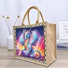 DIY Diamond Painting Linen Waterproof Handbag Shopping Storage Bag Totes Kit(with 2pcs diamond painting)