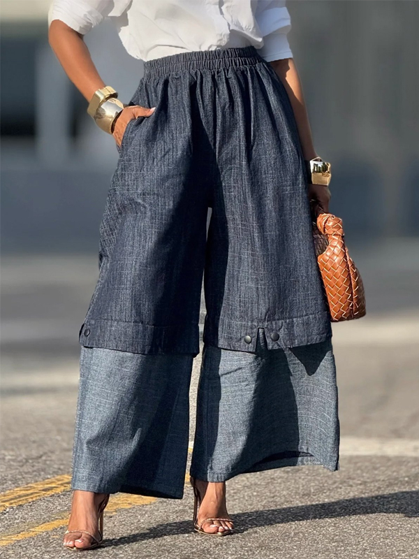 Casual Denim Split Joint Loose Jeans hjn Shicloths