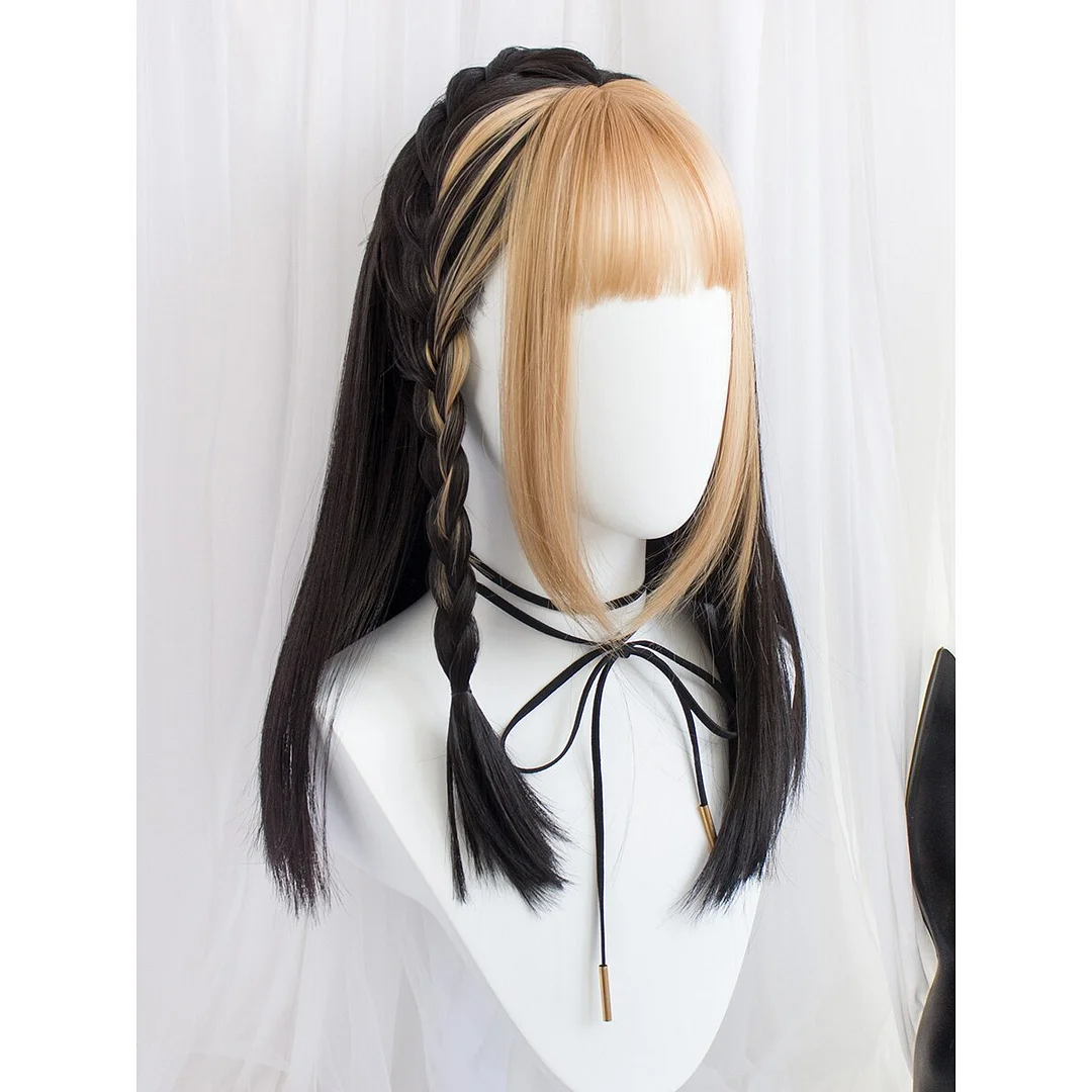 Harajuku Fairy Black Blonde Long Straight Lolita Wig SS2220