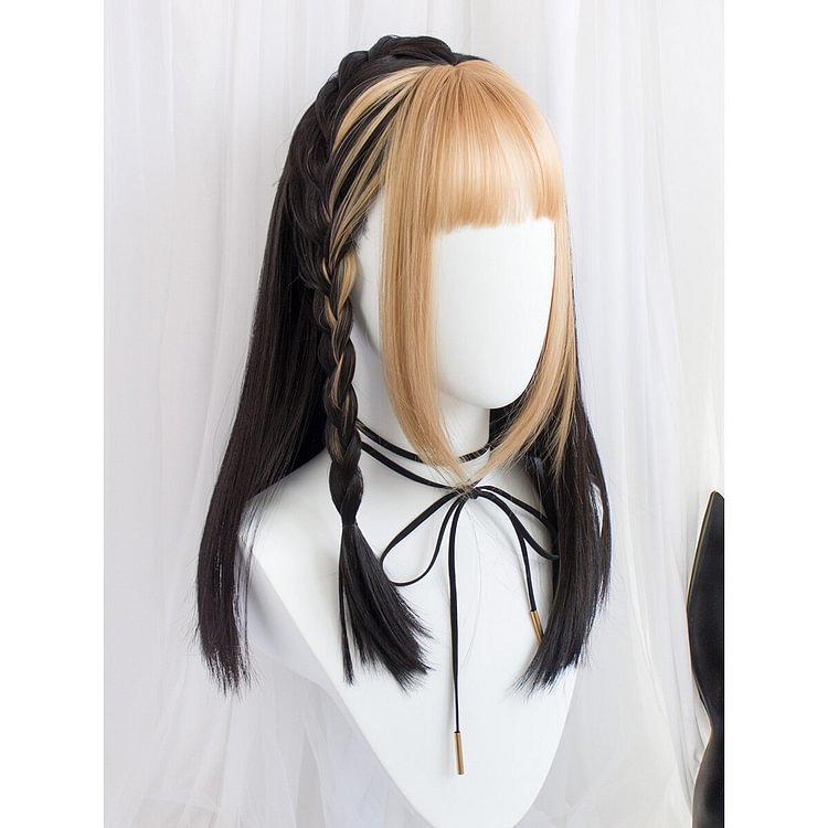 Harajuku Fairy Black Blonde Long Straight Lolita Wig SS2220