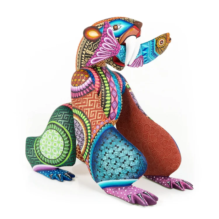 Bear With Fish - Oaxacan Alebrije Wood Carving