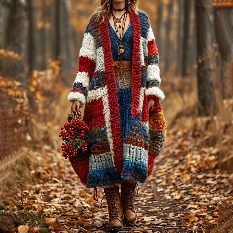 Women's  Patchwork Pattern Print Cardigan