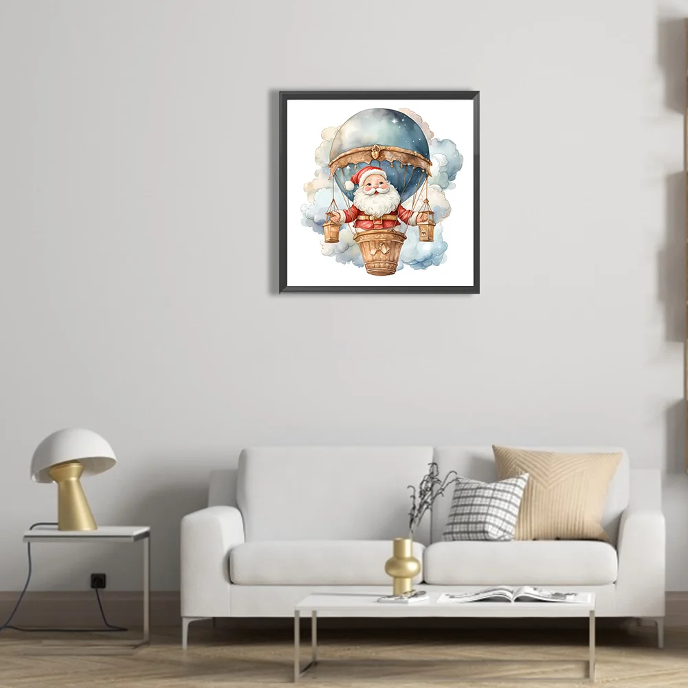 Diamond Painting - Full Round Drill - Hot Air Balloon Santa(Canvas|30*30cm)