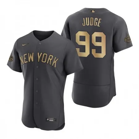 Men's New York Yankees #99 Aaron Judge 2022 All-Star Charcoal Flex Base Stitched Baseball Jersey DM05