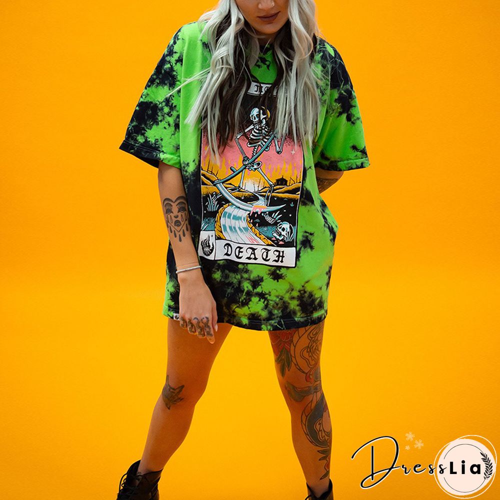 Vintage Short Sleeve Round Neck Tie-Dye Tee