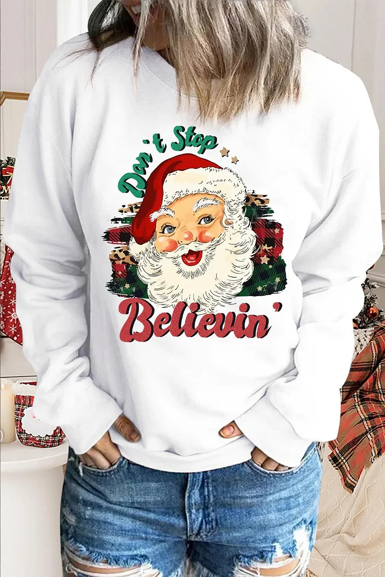 Christmas Santa Claus Round Neck Casual Pullover Sweatshirt