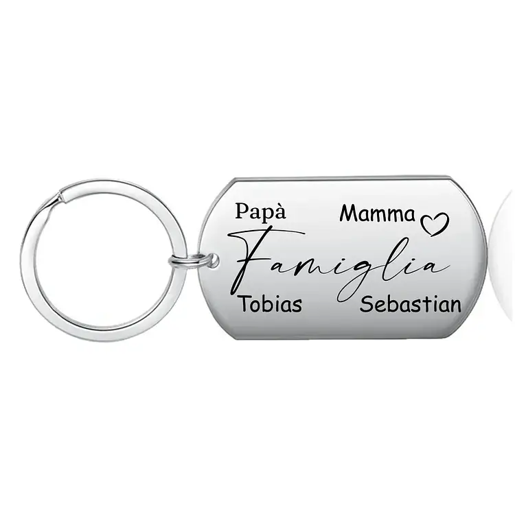 Famiglia-Portachiavi 4 nomi personalizzati papà mamma regalo per famglia