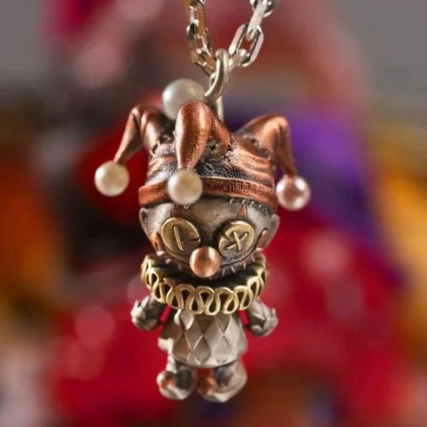 Sterling Silver Vintage Clown Fashion Pendant Necklace
