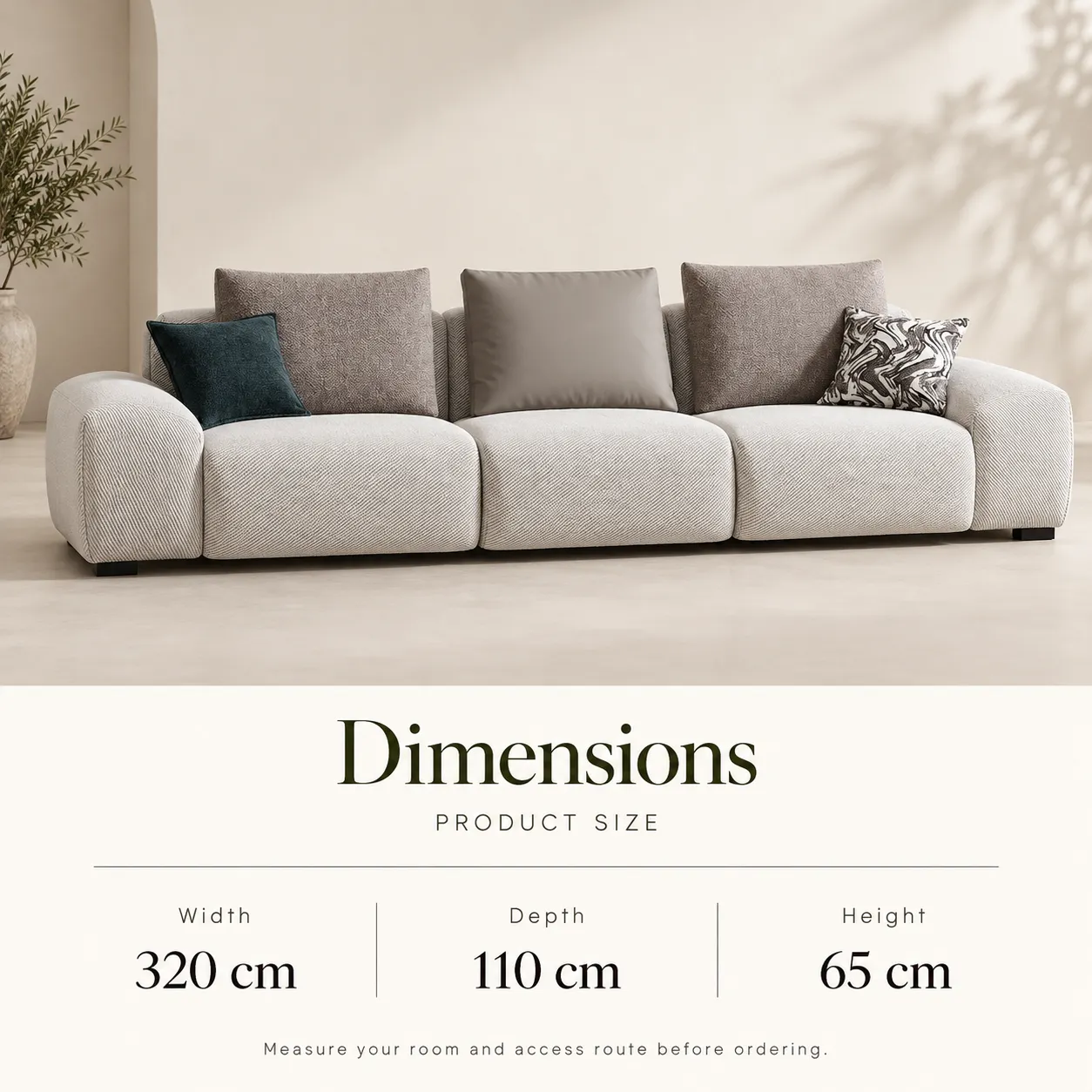Iceland Sofa - Ivory — Dimensions
