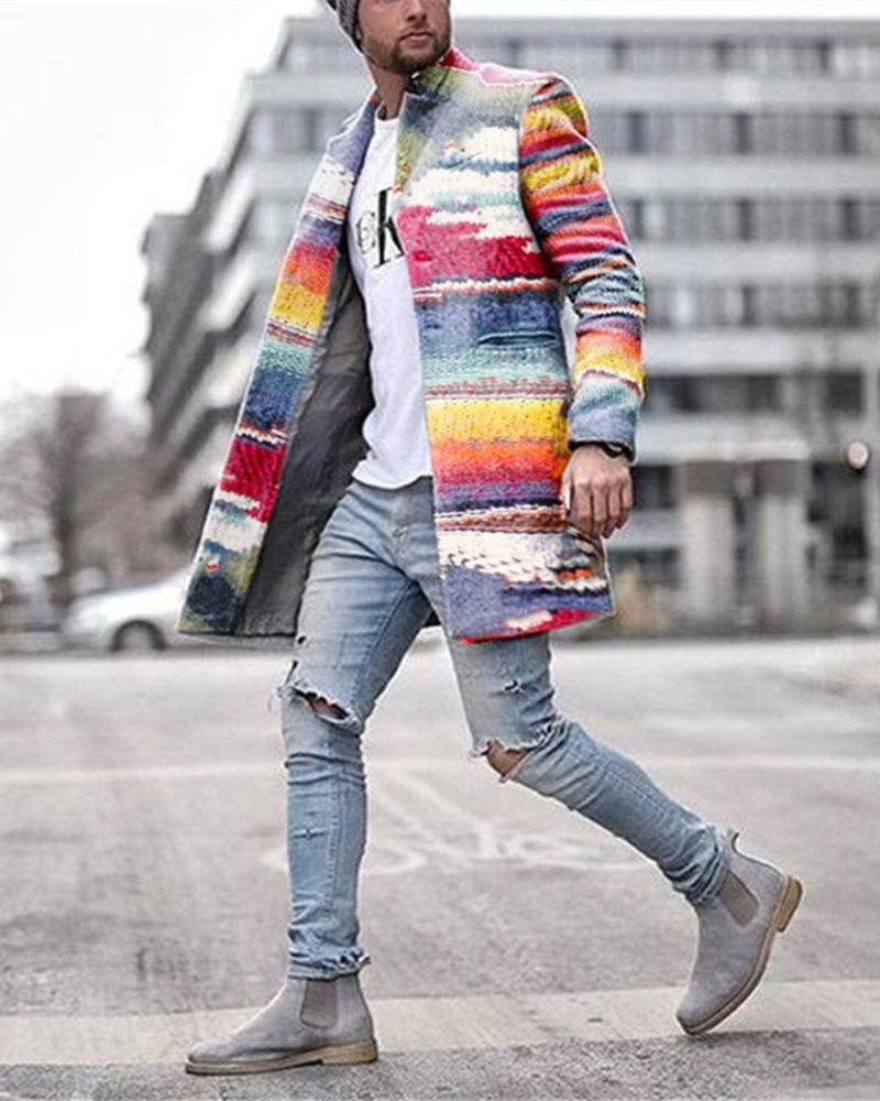 Men's Striped Printed Jacket