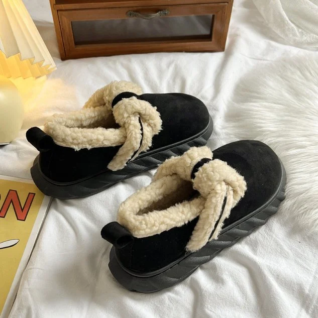 Casual Plain Slip On Flat Heel Snow Boots socialshop