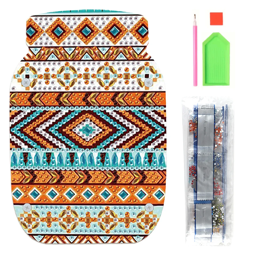 Mandala Acrylic Double Sided Special Shape Diamond Painting Vase for Home