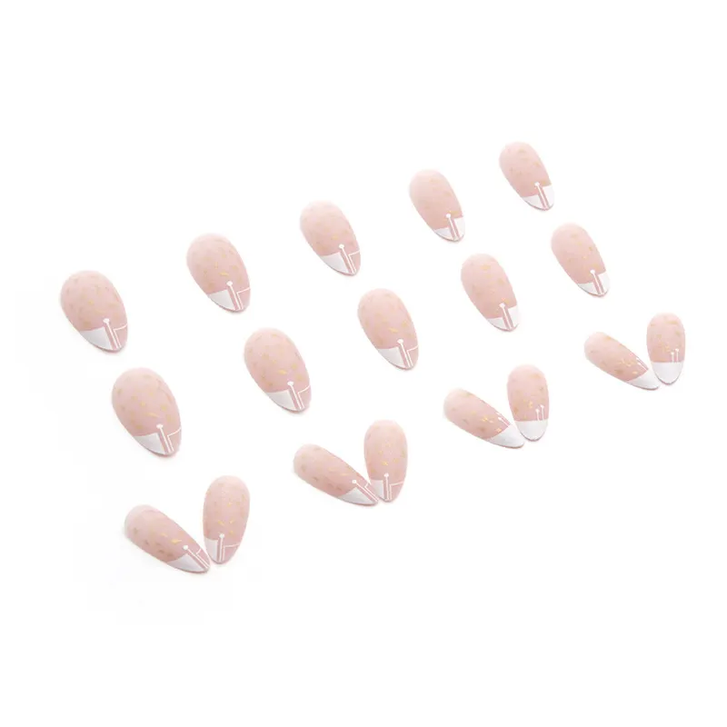 Churchf Churchf White French Almond And Gold Foil Pieces Quietly Elegant Sweetheart Wear Jia Beauty Jia Tablets