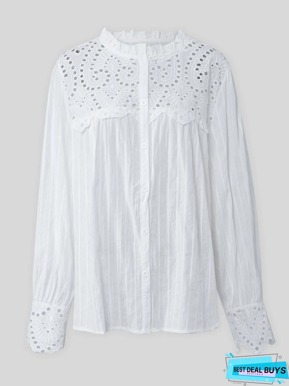 Cotton Stand Collar Boho Buttoned Blouse