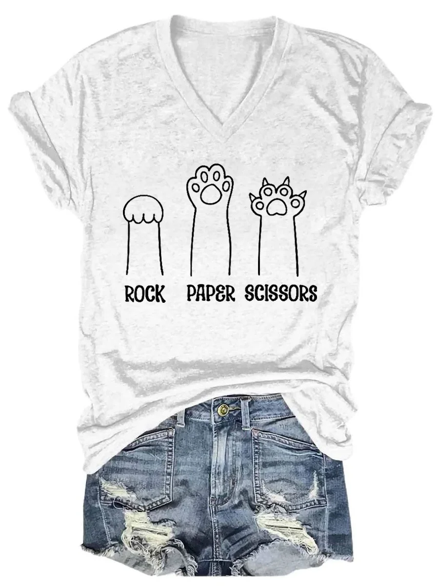 Rock Paper Scissors V-neck T-shirt