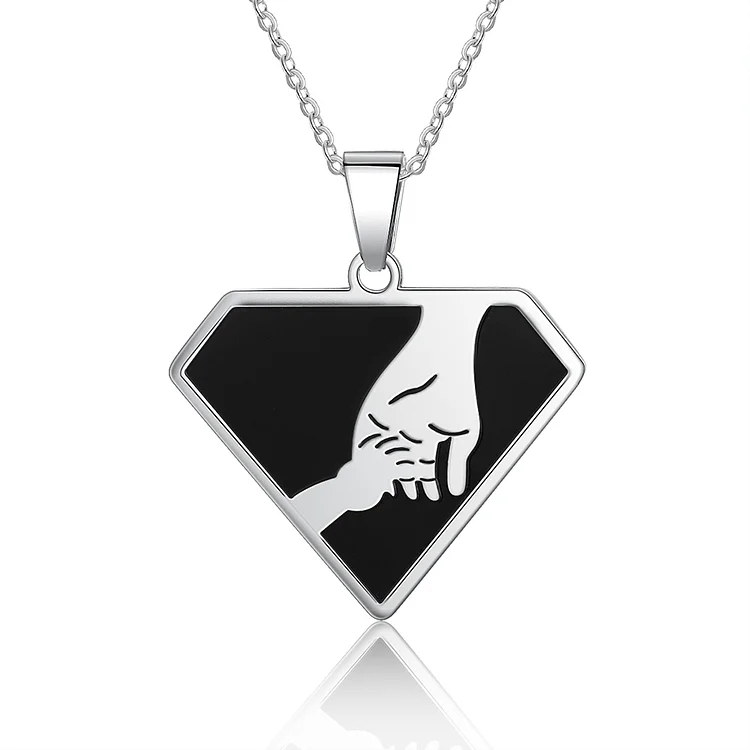 Collier Pendentif la main dans la main Texte Personnalisé pour Hommes Jessemade FR