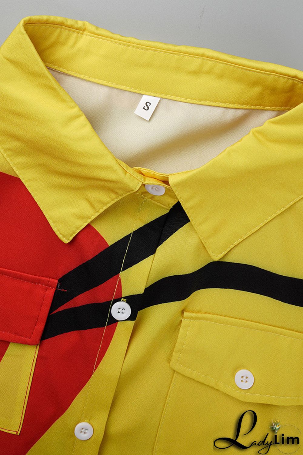 Cream White Fashion Casual Print Slit Turndown Collar Shirt Dress