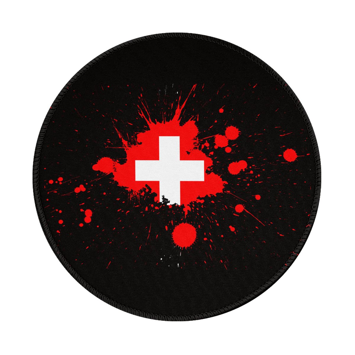 Switzerland Ink Spatter Gaming Round Mousepad for Computer Laptop