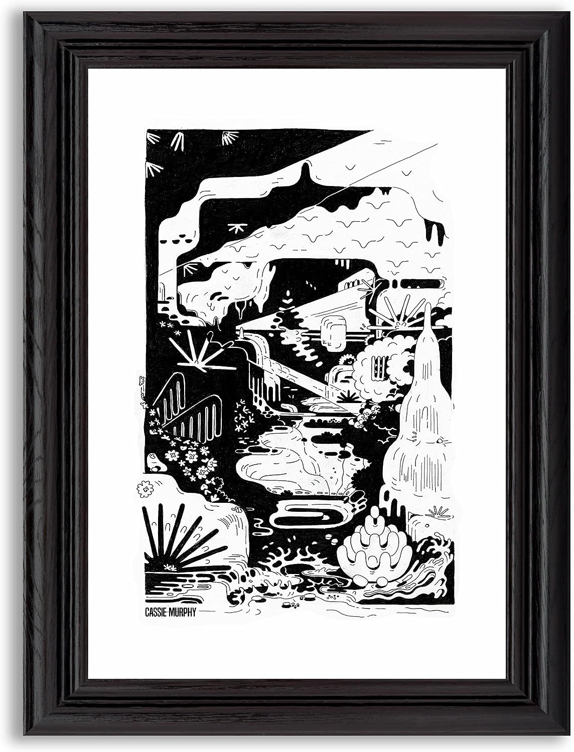 Beach Cave Poster Wall Art Decor Framed Print | Outdoor & Landscape Illustrations Home & Office Posters, Pictures & Prints in Frame by Cassie Murphy | Artwork Gift for Bedroom & Living Room Walls Beach Cave
