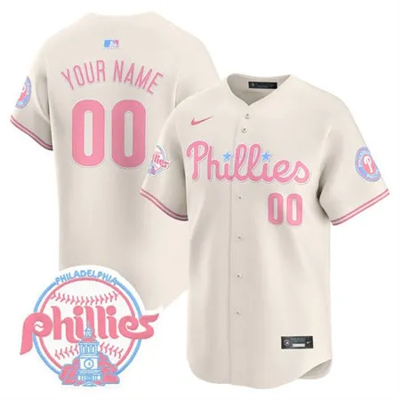 Men's Philadelphia Phillies Bubblegum Cream Vapor Premier Limited Stitched Custom Jersey