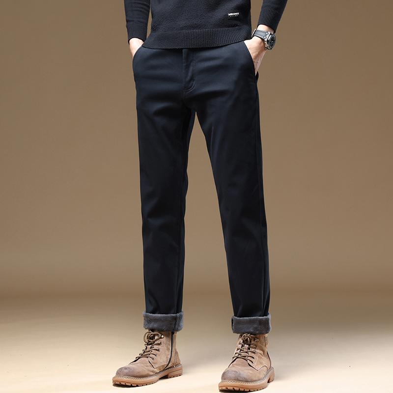 Mens Pants Cotton Casual Stretch Male Trousers Man Long Straight High Quality 4 Colors Plus Size Pant Suit 42 44 46 Cy9116-1