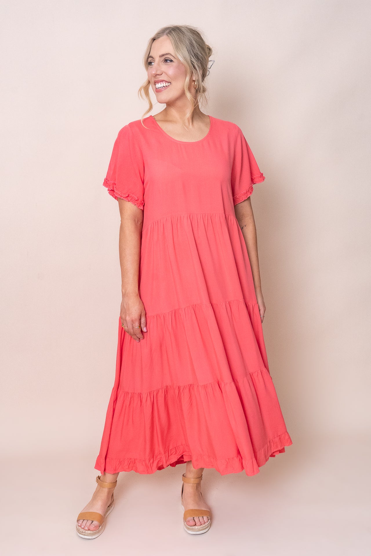 Verina Midi Dress in Watermelon