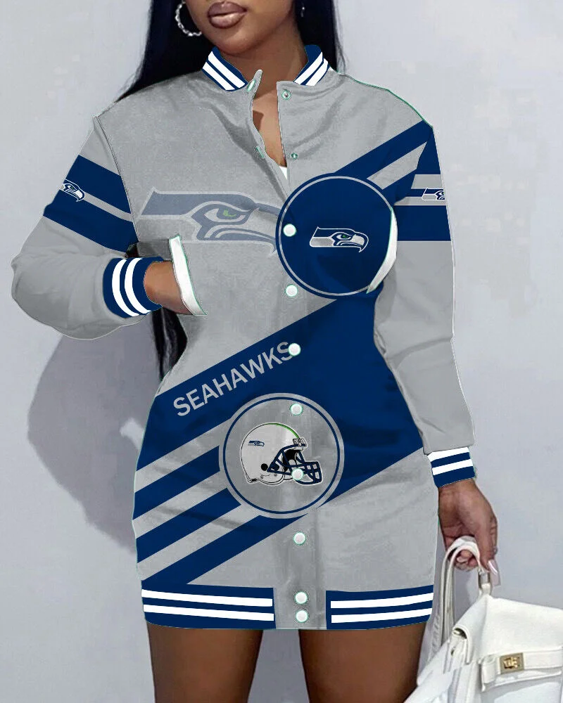 Seattle Seahawks
Limited Edition Button Down Long Sleeve Jacket Dress