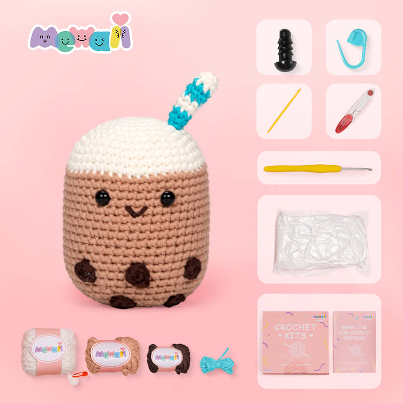 Mewaii Crochet Boba Tea Kits For Beginners Kawaii Bubble Milk Tea Kits