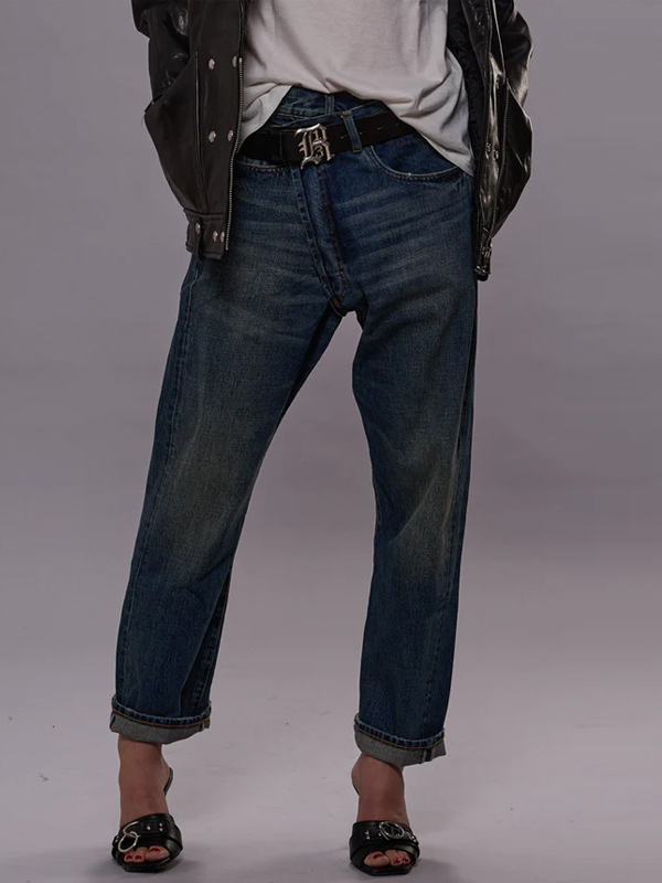 Beveled Solid Jeans Asymmetrical Waist Jeans hjn Shicloths
