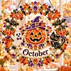 (Monthly Wreath)DIY Diamond Painting Acrylic Hanging Ornament, Double-Sided Printed Door Decoration,Pearl & Special Shaped Drill Art Home Decor