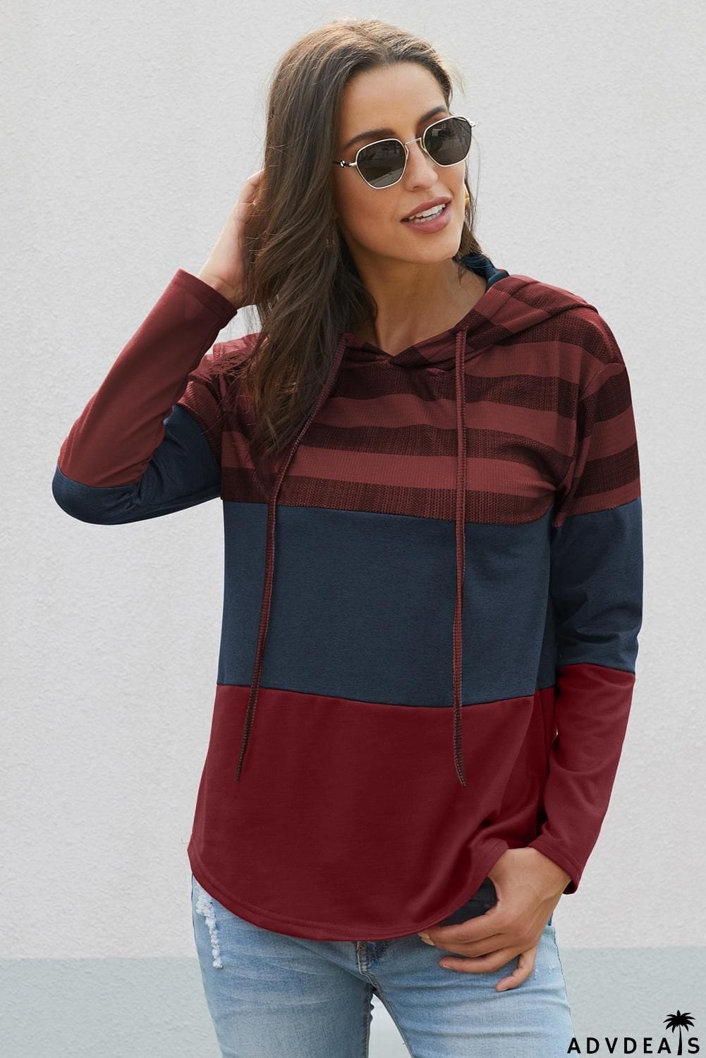 Color Block Drawstring Hoodie