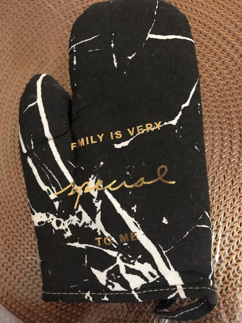 1pc Cotton Microwave Oven Gloves Kitchen Cooking Microwave Oven Mitts Marble Pattern Heatproof Non-Slip Potholders Baking Gloves