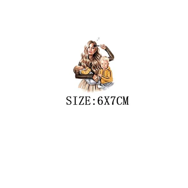 Mom&Baby Thermal Sticker On T-shirt DIY Washable Iron On Transfer For Clothing Loveful Design On Parent-children Clothes Patches