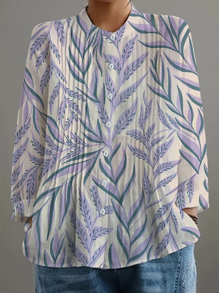 Women's Retro Floral Art Print Casual Shirt 