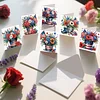 6pcs Diamond Painting Independence Day Flowers Greeting Card with Envelope for Family Friends Holiday Gift Congratulations