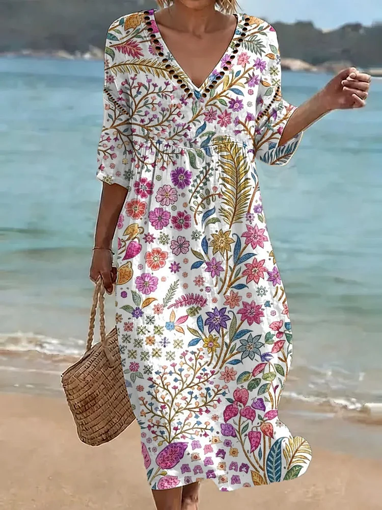 [Spot Big Sale] Women's Floral Print Casual Dress