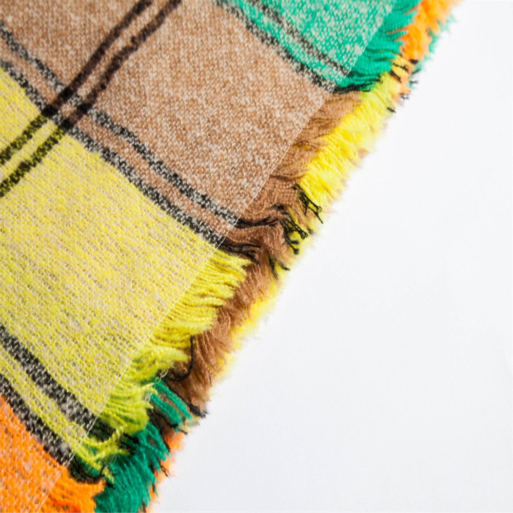 Yellow Women's Shawl With Thickened Large Plaid Square Scarfs-vocosishoes
