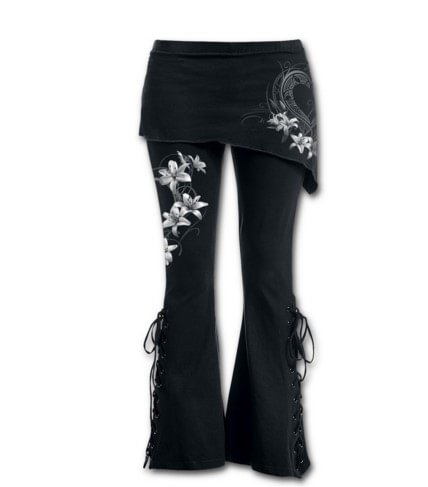 Strap Printing Corns Stitching Casual Trousers Pants Cotton Blend
