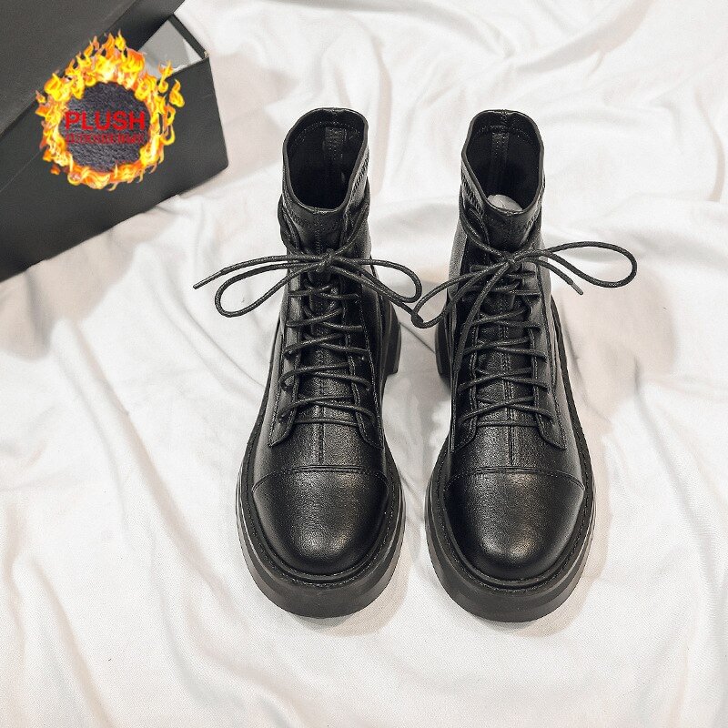 Breakj Women Leather Boots Women Winter Boots Ankle Boots Sexy Boots Women's Boots Heel shoes British Style Thin Boots Elastic Boots