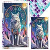 (Grande Taille) Attrape-r&ecirc;ves loup-pleine peinture diamant rond-40*70cm