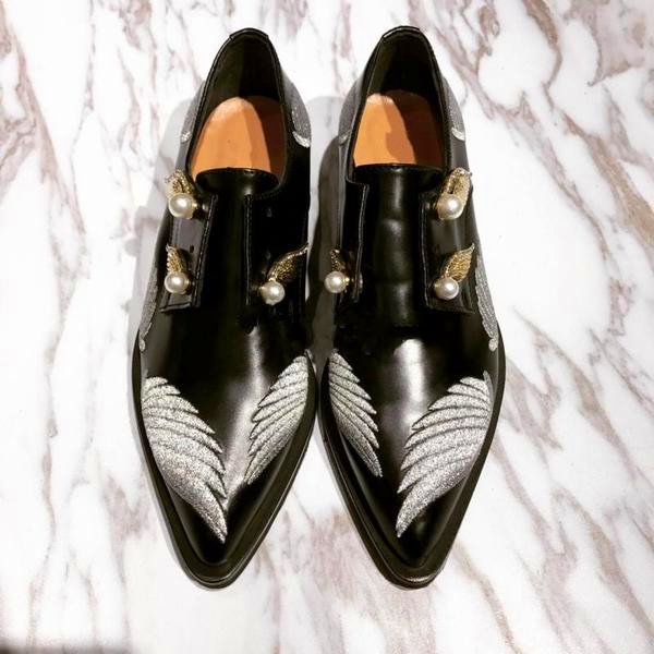 Black Vintage Shoes Slip-on Women's Oxfords with Wings and Pearls Embelishment |FSJ Shoes