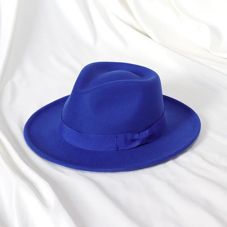 Retro Felt Fedora - Jazz Hat Solid Color Warped Edge-Khaki