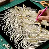 Kits d&rsquo;art de peinture de perles de cheval avec cadre en perles, peintures de pierres pr&eacute;cieuses, arts visuels cr&eacute;atifs 30x30cm pour adultes d&eacute;butants, d&eacute;coration murale