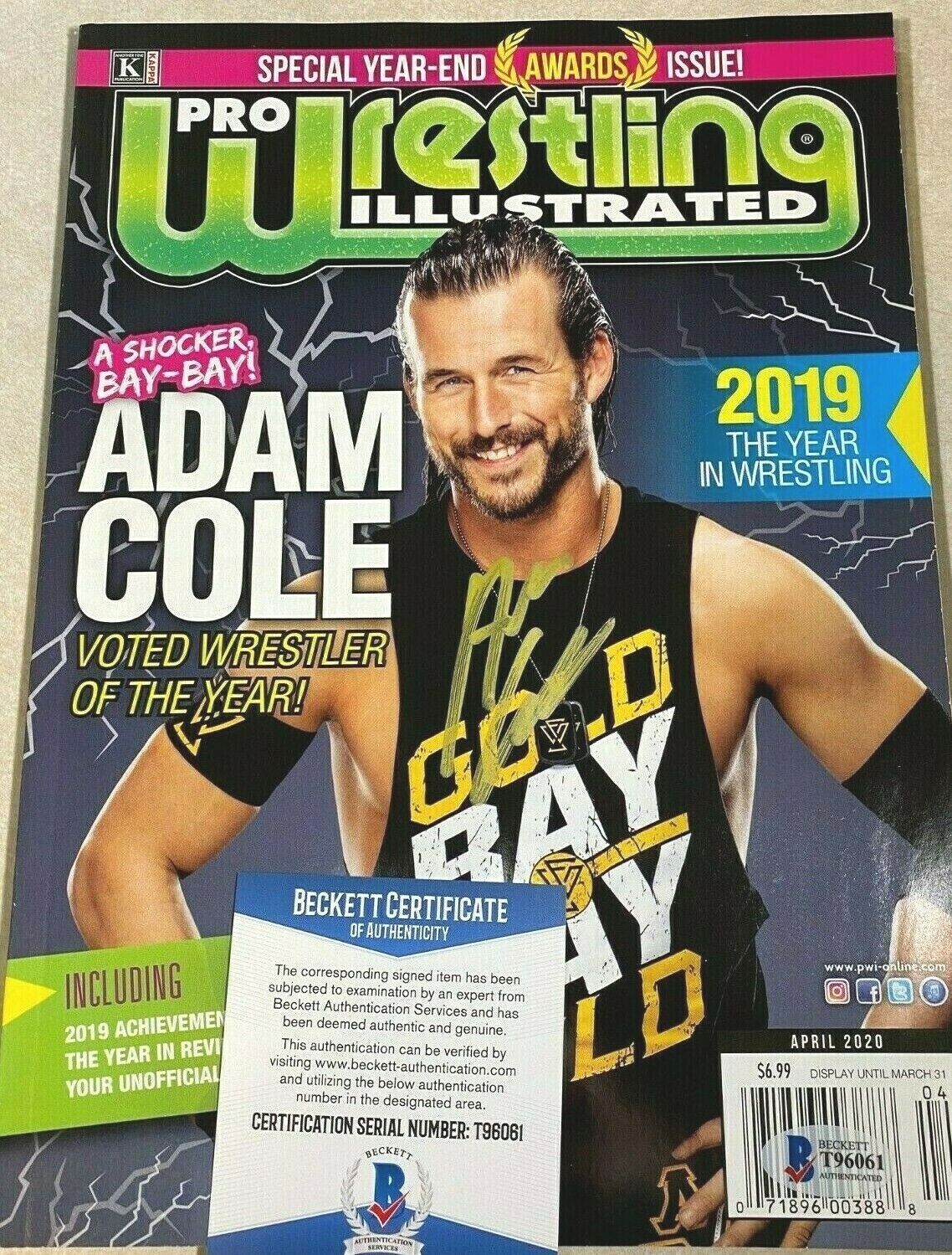 WWE NXT ADAM COLE Signed Pro Wrestling Illustrated Magazine BECKETT T96061