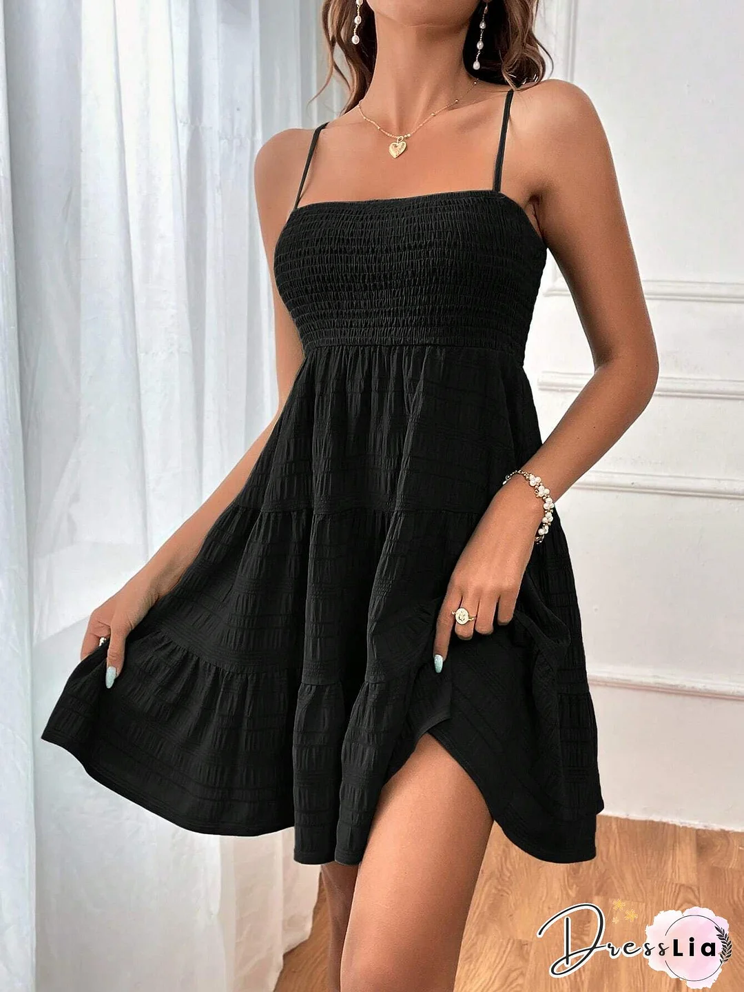 Casual Sweet Spaghetti Strap Big Swing Loose Dresses